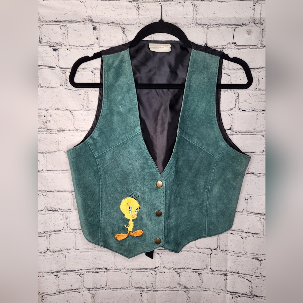 Looney Tunes Tweety Bird Vintage 1995 Leather Vest Size S/M